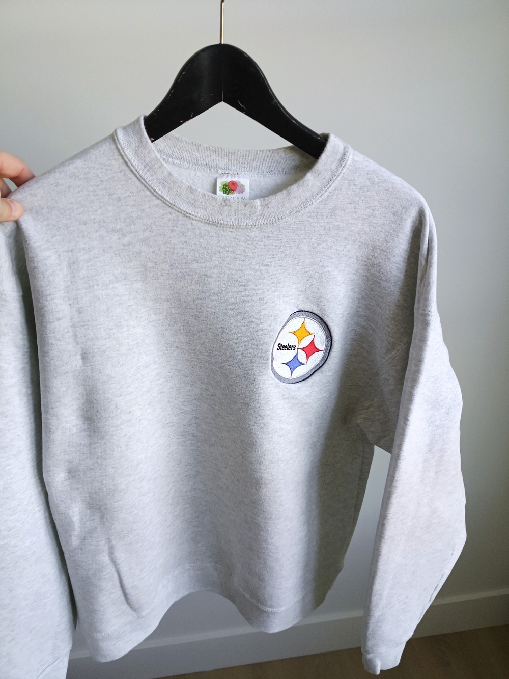 NFL Pittsburgh Steelers Sweatshirt Grey Fruit of the Loom Y2K Vintage XL